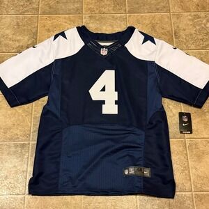 Dallas Cowboys Dak Prescott Nike NFL Field Jersey Navy Blue White Number 4 Men's
